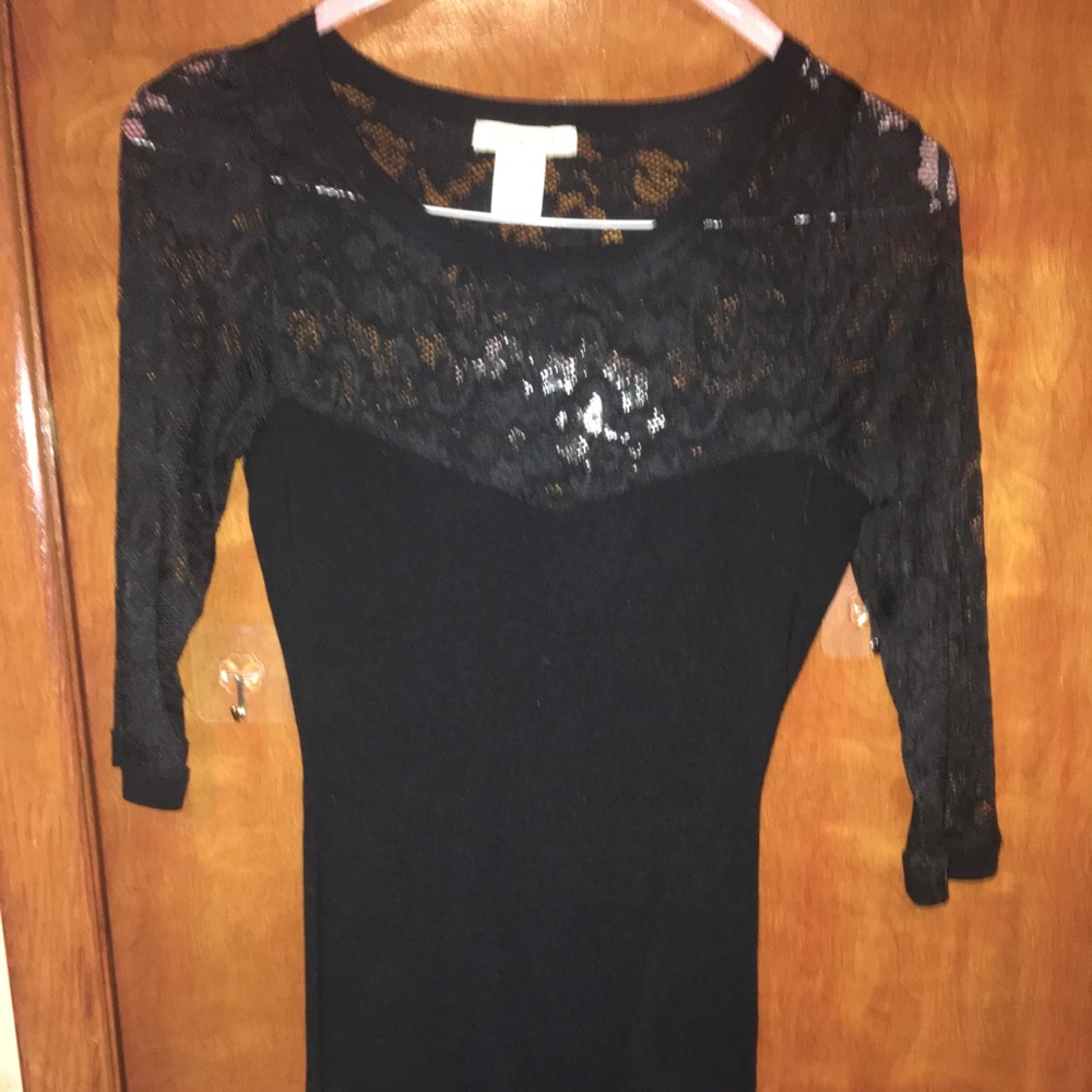 Arden B Black Fitted dress with Lace top . Sz. XS
